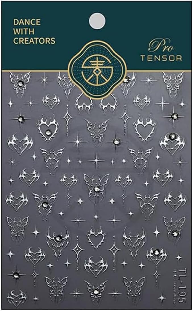 Silver Star Nail Art Stickers 5d Embossed Nail Decals for Nail Art Designs Butterfly Heart Star Nail Stickers Self Adhesive Rhinestone Nails Supplies for Women Girls DIY Manicure Accessrioss