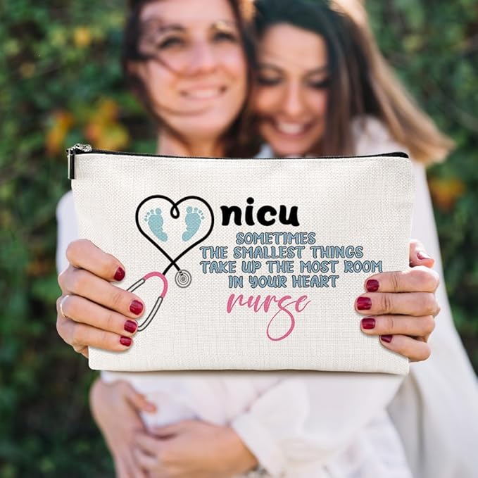 Funny Nicu Nurse Gifts Makeup Bag Nurse Accessories for Work Nurse Practitioner Nurse Gifts for Women Cute Cosmetic Bag Neonatal ICU Nurse Rn Gifts for Nurses Nursing Graduation Nurses Week Birthday