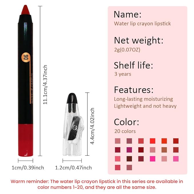 JUAAZIN Classical Red Matte Lip Liner Crayon with Sharpener - Waterproof Smudgeproof Long-Wear Lip Pencil, Creamy Pigmented Lip Crayon for Women, 12HR Stay Silky Velvet Lip Liner 06#