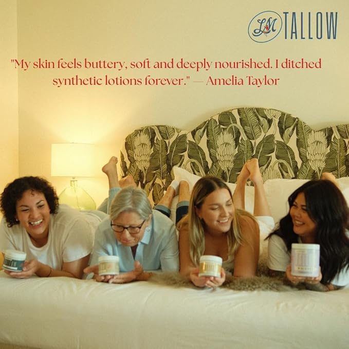 Lady May Tallow Whipped Tallow 2oz - All Natural Face Cream + Whole Body Moisturizer for Dry Skin - No Preservatives, Parabens or Seed Oils - 100% Pure, No Added Fragrance - USA Made (Unscented)