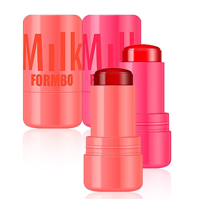 2 Pcs Milk Jelly Blush,Jelly Tint Blush Stick Stick (01#+02#)