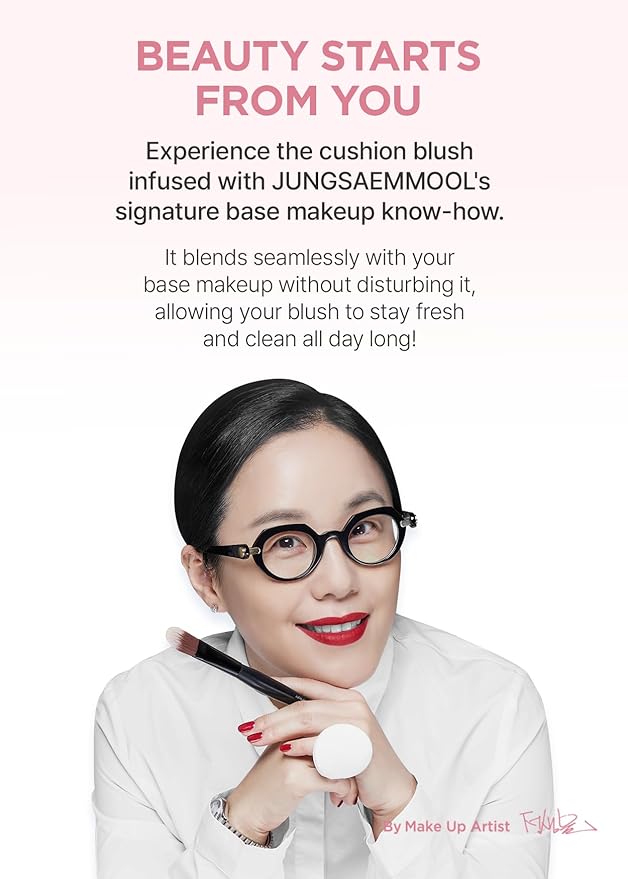 JUNG SAEM MOOL Artist Cushion Blush Blur | Matte & Soft Finish, Korean Liquid Blush for cheeks, Easy to Blend with Puff (Tan Apricot)