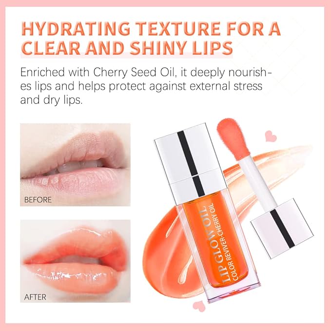 GECOMO Moisturizing Lip Oil,No-Sticky Lip Gloss Lip Balm Lip Care,Fruit Flavoured Lip Oil For Dry Lip's Moisturizing Hydrating And Nourishing (017#ALOE) 0.2 OZ