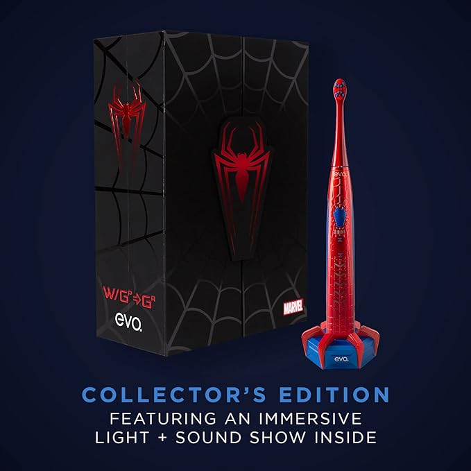 evo SPM-1 Spider-Man Rechargeable Sonic Toothbrush, Marvel Electric Toothbrush for Adults, Marvel Gifts, Soft Toothbrushes for Adults, Collector's Edition