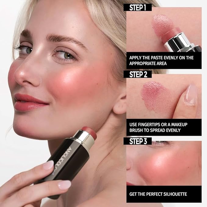 Cream Blush Stick, Multi-use Blush Stick for Cheeks, Eyes, Lips, Matte Finish Long Lasting Non-greasy Face Contour Stick for Older Women, #1 Mature Blush