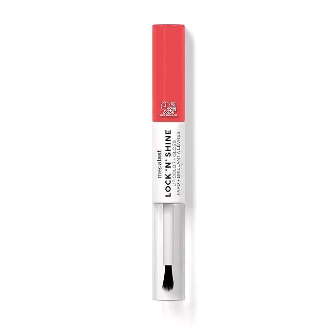 wet n wild Megalast Lock 'N' Shine Lip Color + Gloss Lipstick Shining Hybiscus (Pack of 2)