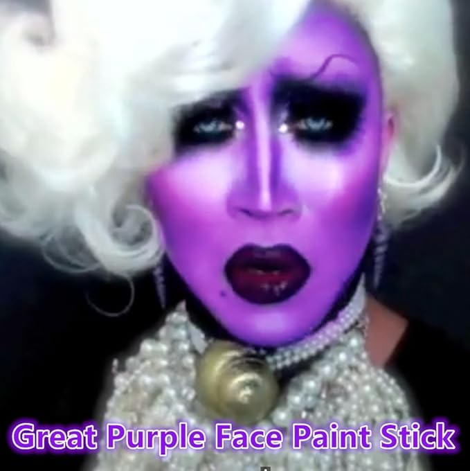 Go Ho Cream-Blendable Purple Face Paint Stick,Full-coverage Purple Body Paint for Adults Children Halloween Cosplay SFX Witch Devil Makeup,Waterproof Purple Eye Black Stick
