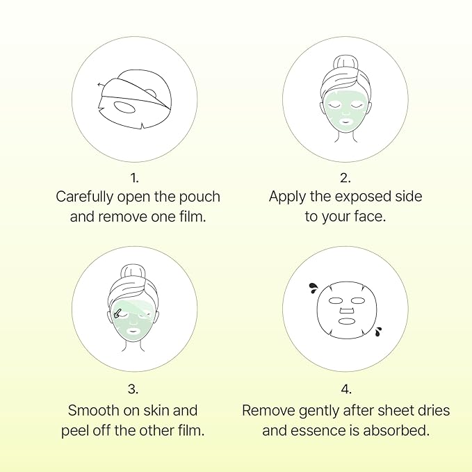 ClearDea Green Tangerine Pore Tok-Tok Sheet Mask (3-in-1 Bio-Cellulose Gel) (Eosidin Care) – Pore Care, Sebum Control, Collagen Peel Off Facial Skincare for Deep Cleansing & Smooth Skin, 4 Sheets
