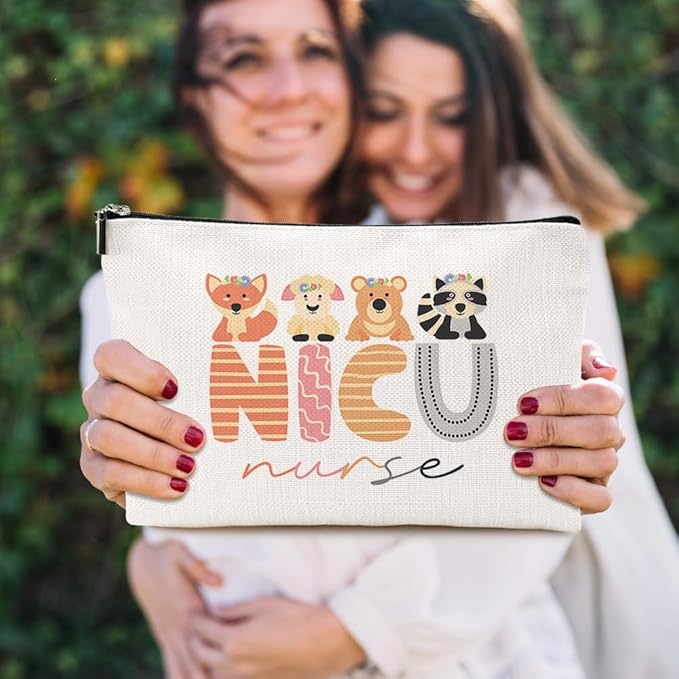 VICBOU Nicu Nurse Gifts Makeup Bag Nurse Accessories for Work Nurse Practitioner Nurse Gifts for Women Cute Cosmetic Bag Neonatal ICU Nurse Rn Gifts for Nurses Nursing Graduation Nurses Week Birthday