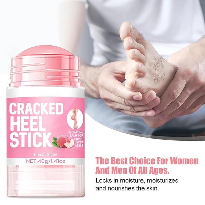 2Pcs Peach Scented Anti-Cracking Foot Cream Set,Natural Hydrating Heel Stick Balm,Deeply Moisturize & Soften,Repair Dry Cracked Skin,Smoothens Dry Cracked Feet