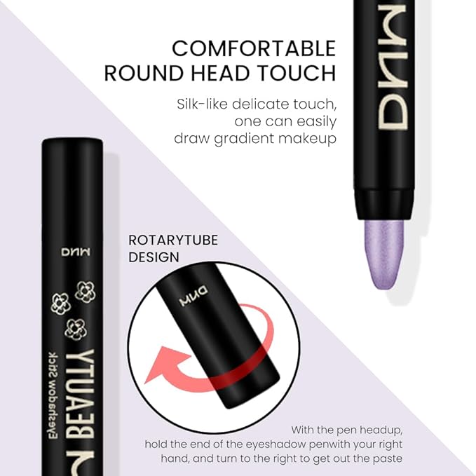 Kaely 4Pcs Cream Eyeshadow Stick Set for Eyes,Pink Light Purple Vioiet Mocha Beige,Eye Brightener Shimmer Makeup Pen,Waterproof Metallic Eye Shadow Highlighter Crayon Pencil,sombras para ojos
