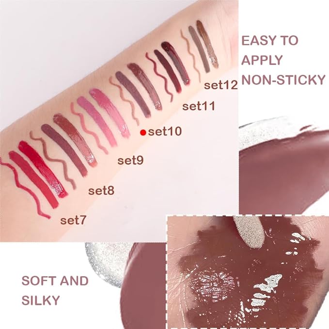3-in-1Mocha Brown Matte Lip Stain Kit | Waterproof Lip Liner + Hydrating Matte Lip Gloss + Nourishing Lip Oil | Long Lasting Plumping to Create Perfect Lip Makeup.10#