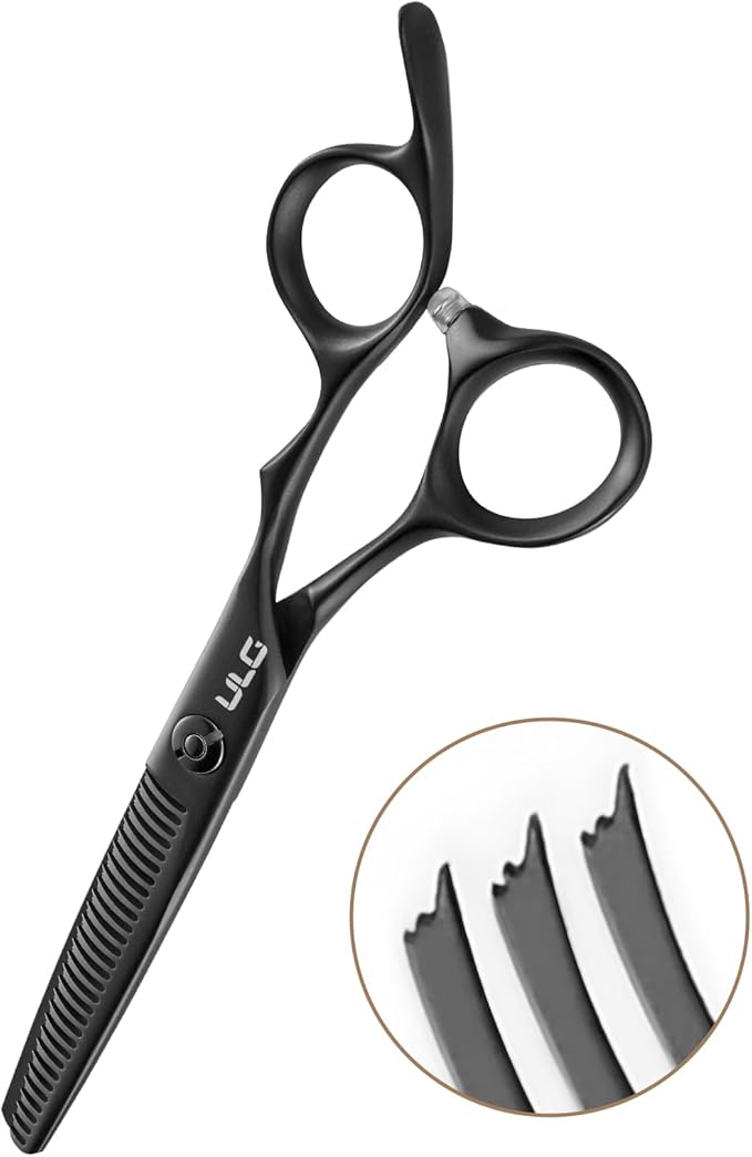ULG Texturizing Shears – Professional Stainless Steel, 30-Teeth Thinning Scissors, Teflon Coated, Deer Tooth Blades for Precise Thinning and Layering, Ideal for Stylists and Barbers