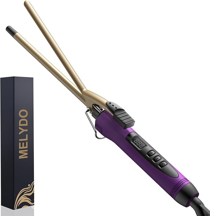 3/8 Inch Small Curling Iron Wand for Short & Long Hair, Ceramic Small Barrel Curling Iron Tiny Curling Wand with Adjustable Temperature, Include Heat Resistant Glove
