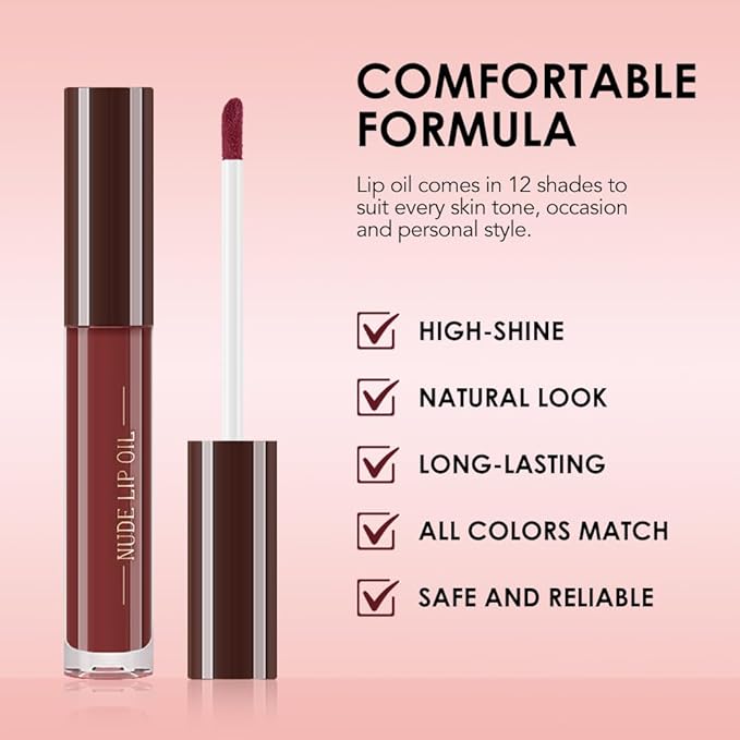 Hydrating Lip Glow Oil, Plumping Lip Oil, Tinted Lip Plumper Gloss,Younger-Looking Lips | Nourishing Long Lasting Non-Sticky Hydrating & Smoothing Lip Treatment Cruelty Free 11#