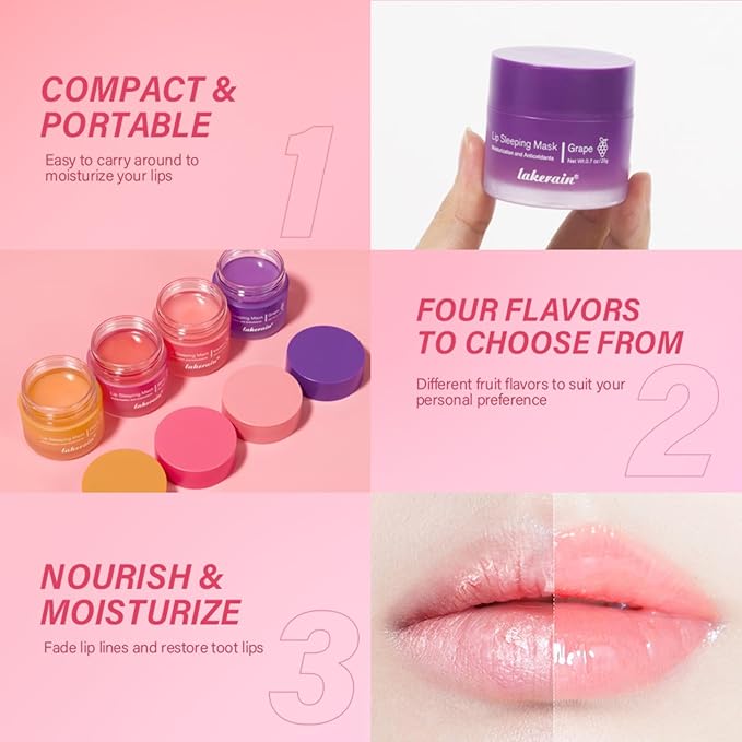 Lip Sleeping Mask,Moisturizing Lip Mask 0.7oz(04-Grape)