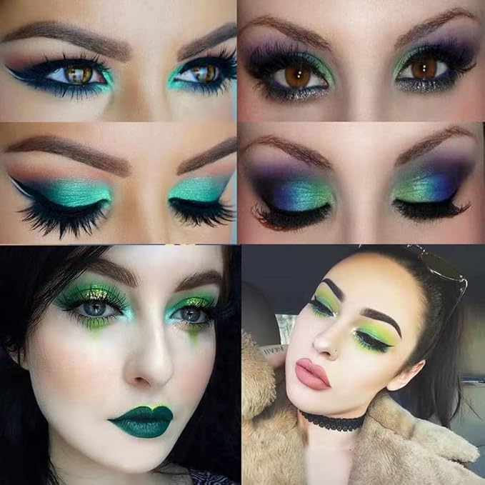 St Patricks Day16 Colors Green Glitter Matte Eyeshadow Makeup Palette,Forest Green Yellow Colorful Eye Shadow Plattet Highly Pigmented Dark Green Eyeshadow for Cosplay Halloween SFX