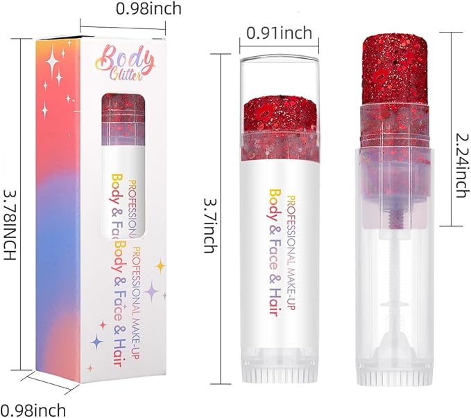 Valentine's Day Body Glitter Stick for Face, Body & Hair - Purple & Gold Chunky Sparkle Glitter, Heart & Star Design Face Gem 2 Pack | Long Lasting Party Makeup for Festival, Rave, Concert & Cosplay
