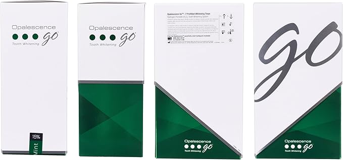 Opalescence GO 15 Whitening Bundle - (7 Treatments) Hydrogen Peroxide Prefilled Teeth Whitening Trays and Travel Original Whitening Toothpaste 1 Oz - Mint Flavor - 6238-1