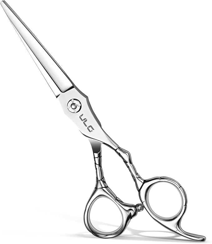 ULG Professional Hair Cutting Scissors 6.5" Japanese Stainless Steel Hand-Honed Barber Scissors for Home & Salon Use, Ergonomic Textured Handle for Men & Women