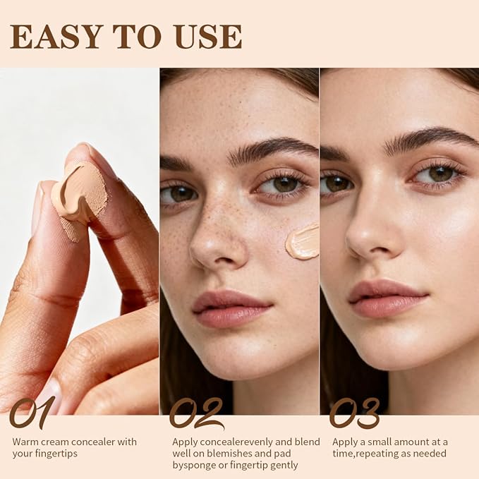 QIC Pot Concealer Full Coverage - Under Eye Concealer Waterproof to Cover Dark Circles, Blemishes, Redness and Spots Crease-Proof Color Corrector De Ojeras (Light Skin Tone,0.21 Oz)