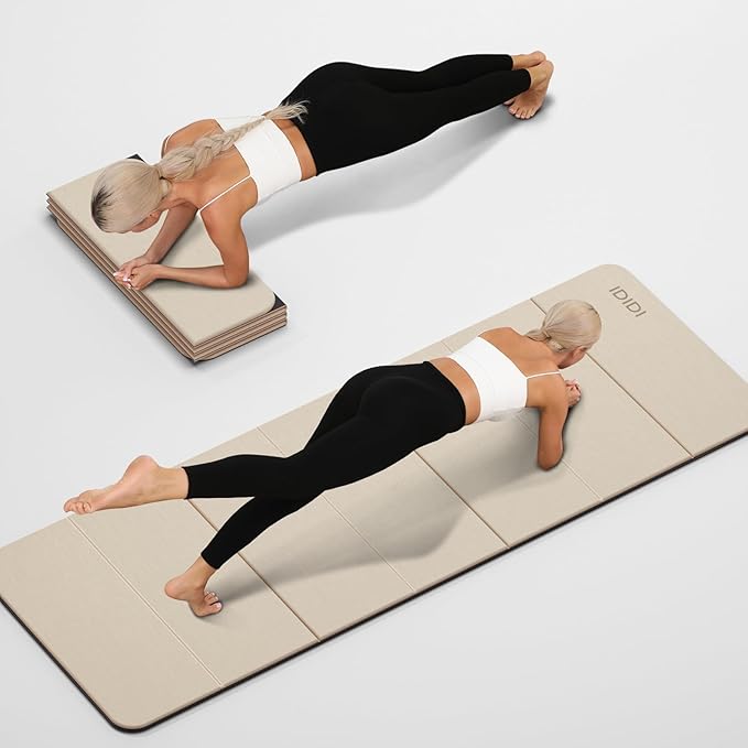 Foldable Yoga Mat Extra Thick 0.32 Inches Eco-Friendly POE Material, Non-Slip Design Fitness Mats, Multi-Purpose Workout Mats For Studio or Home Use (70 x 24 x 0.32 inches)