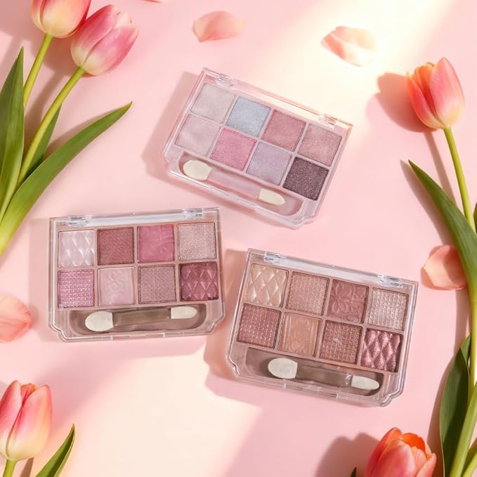 SUAKE Nude Pink Eyeshadow Palette, Matte & Shimmer, High Pigmented 12 Colors Brown Purple Eye Shadow Primers for Eye Makeup, Korean Powder Palet de sombras de ojos (03-Soft Rice)