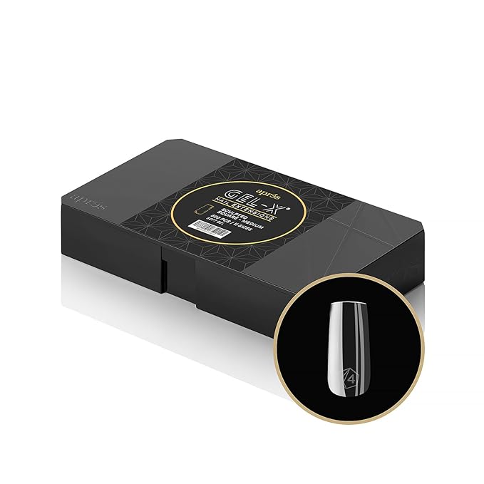 Aprés Gel-X® Scupted Square Medium Tip Box | 500pc Gel-X Tips, 11 Sizes 00-9, Premium Quality