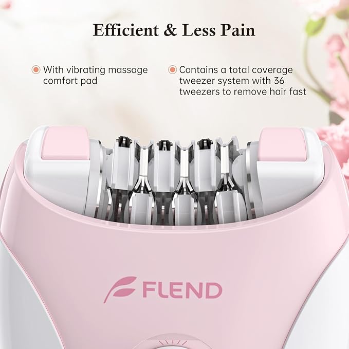 Epilator for Women Hair Removal Device with 36 Tweezers & Massage Pad - Painless LED Smooth Glide Epilator for Face, Arms, Legs & Body
