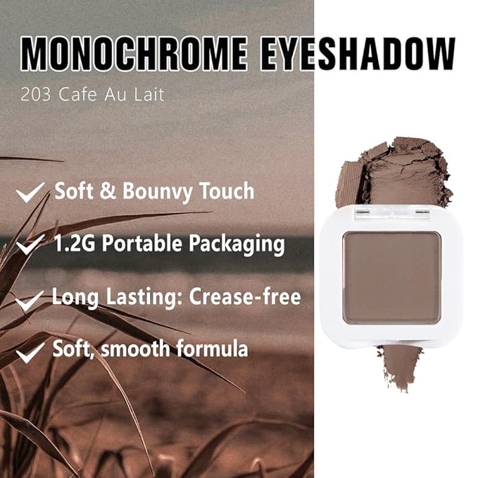 Buildable Matte Eyeshadow Makeup Palette Single - Light Cocca Shades | Creamy Pressed Powder for Easy Blending | Mini Travel Palette for Women | Everyday Natural Eye Makeup