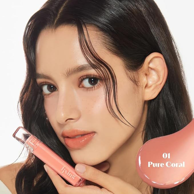 ETUDE Glow Fixing Tint #1 Pure Coral | Non-sticky Glossy Shine Lip stain | Fills up with comfortable moisture | Tinting for dry lips