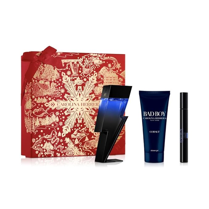 Carolina Herrera Bad Boy Cobalt 3pc Gift Set for Mens