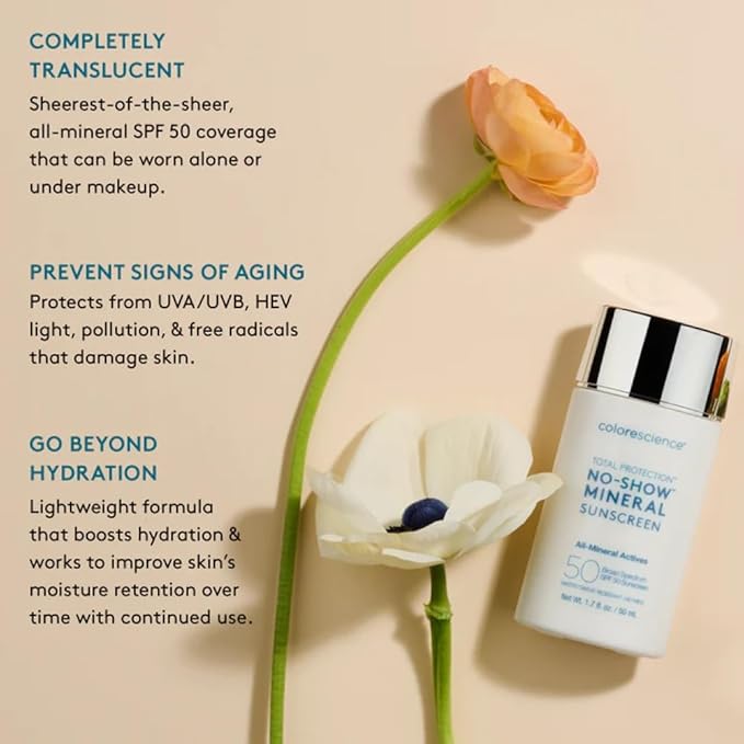 Colorescience Total Protection No-Show Mineral Sunscreen SPF 50, 1.7oz,