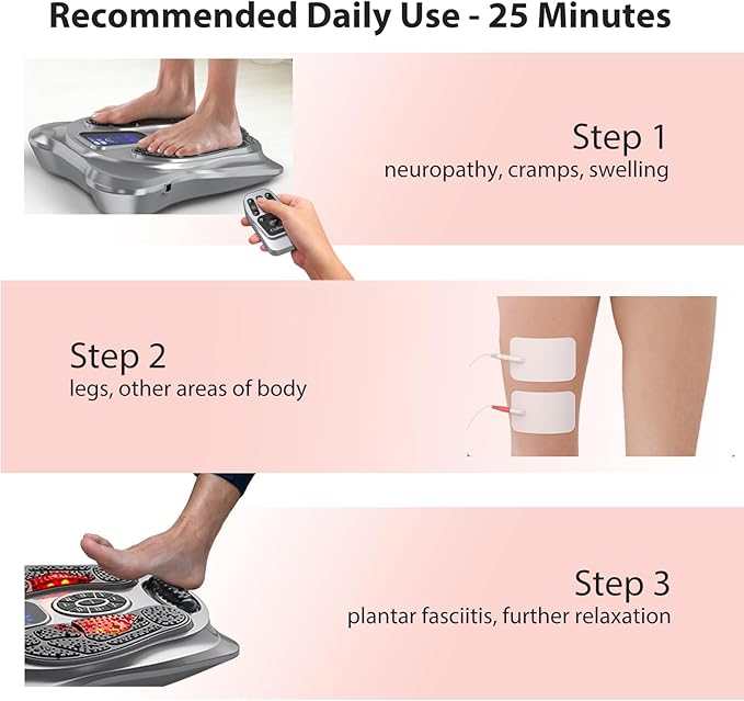 Creliver EMS Foot Massager for Neuropathy & Pain Relief, Electric Foot Circulation Stimulator for Legs & Feet, TENS Unit Muscle Stimulator for Plantar Fasciitis & Physical Therapy with 8 Pads