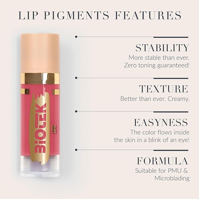 Biotek Lip Pigment for Permanent Makeup - Pink Color for Lip - Made in Italy - Love 0,61 fl.oz.
