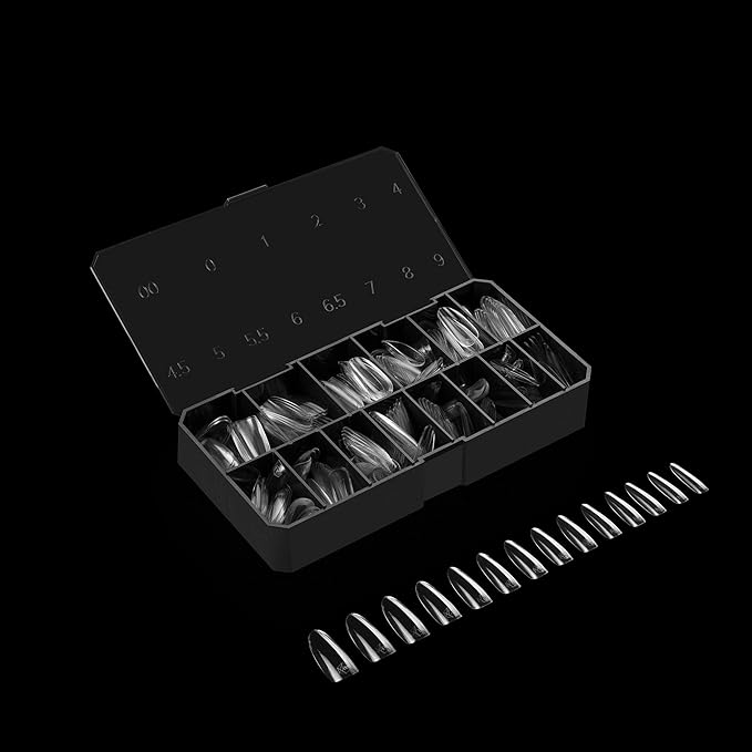 Apres Gel-X® Round Box of Nail Tips | 280 Gel-X Tips, Soft Tips, 14 Sizes 00-9 | Half-sizes Included (Sculpted Round Long, 280.00 Fl Oz (Pack of 1))