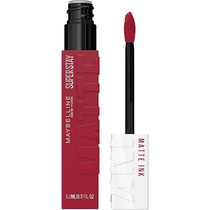 Maybelline Super Stay Matte Ink Liquid Lipstick Makeup, Long Lasting High Impact Color, Up to 16H Wear, Ruler, Deep Cranberry, 1 Count, Packaging May Vary