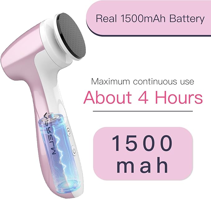 Rechargeable Electric Foot Callus Remover with 3 Glass Grinding Heads, Professional 1000RPM 3-Speed Control Electric Foot File (E7 Pink Glass Version)