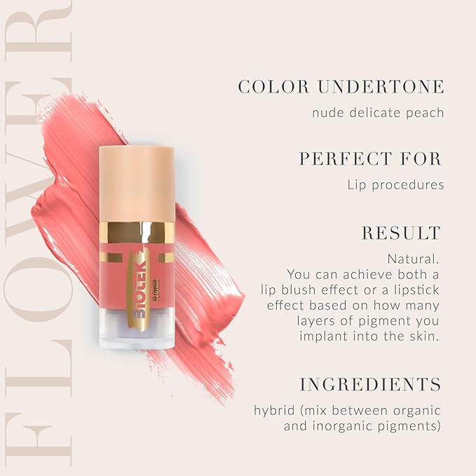 Biotek Lip Pigment for Permanent Makeup - Pink Peach Color for Lip - Made in Italy - Flower 0,24 fl.oz.