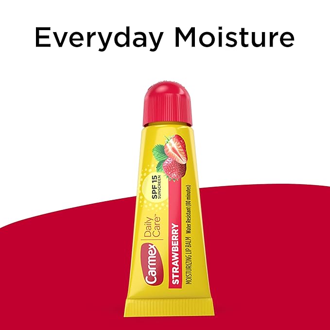 Carmex Daily Care Moisturizing Lip Balm with SPF 15, Strawberry Lip Balm Tubes, 0.35 OZ Each - 3 Count (Pack of 3)