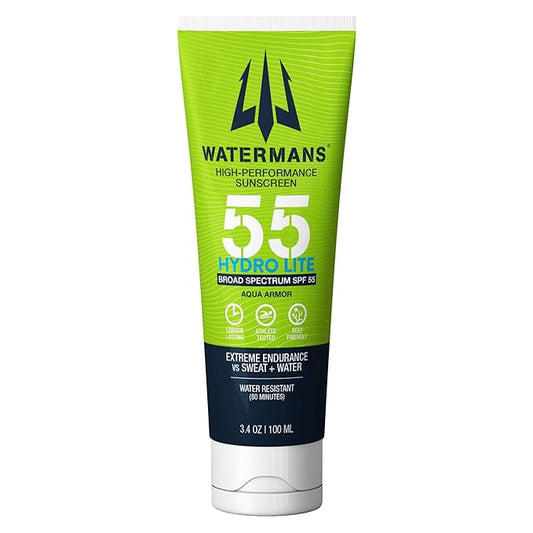 WATERMAN'S Hyrdo Lite SPF 55 Broad Spectrum Reef Safe Sunscreen for Face and Body, Fragrance-Free, Oxybenzone Free - 3.4oz