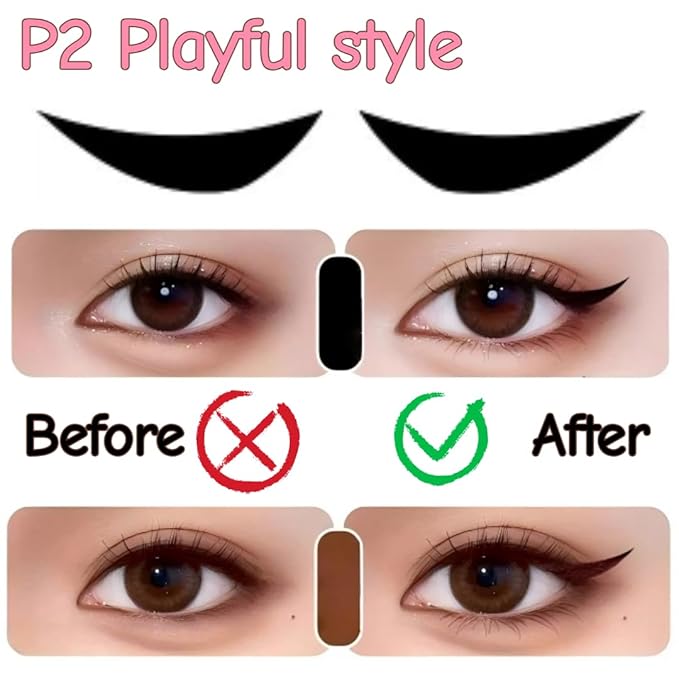 Foldable Eyeliner Stamp, Eye Liner Pen Tool for Beginners, 2026 New One-Piece Eyeliners Stamp Gel Eyeliner Pencil Set for Perfect Wings (Brown)