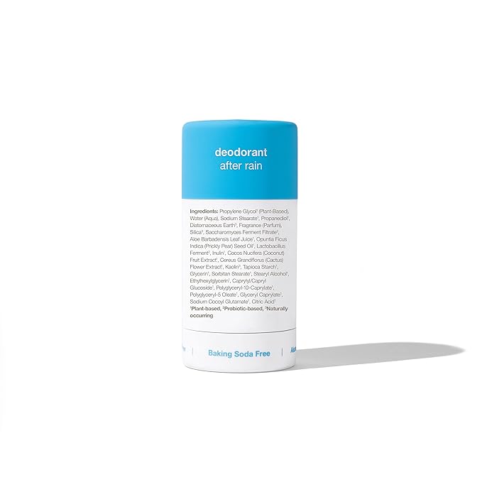 Hume Supernatural Aluminum Free Deodorant for Women & Men - Safe for Sensitive Skin - Probiotic, Plant-Based, Baking Soda Free, Aloe, & Cactus Flower, Anti Sweat, Stain & Odor - After Rain, 3-Pack