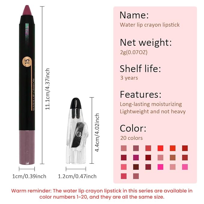 JUAAZIN Purple Brown Matte Lip Liner Crayon with Sharpener - Waterproof Smudgeproof Long-Wear Lip Pencil, Creamy Pigmented Lip Crayon for Women, 12HR Stay Silky Velvet Lip Liner 15#