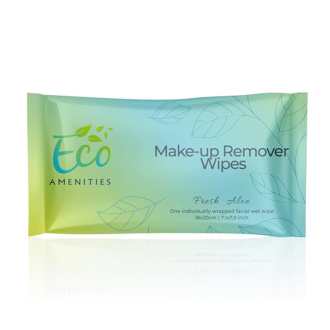 ECO amenities Makeup Remover Wipes Individually Wrapped - Travel Make Up Face Wipes - Individually Wrapped for Women - Singles for Face, Eyes, Lips - Gentle, TSA Friendly - Pack of 500