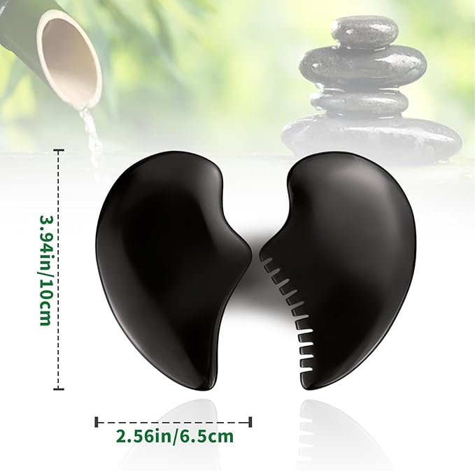 SINOKF Bian Stone Gua Sha Facial Tools Scraping Massage Face Guasha Board Scraping Plate(Seahorse 2pcs)