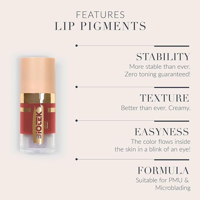 Biotek Lip Pigment for Permanent Makeup - Brick Red Color for Lip - Made in Italy - Kelly 0,24 fl.oz.