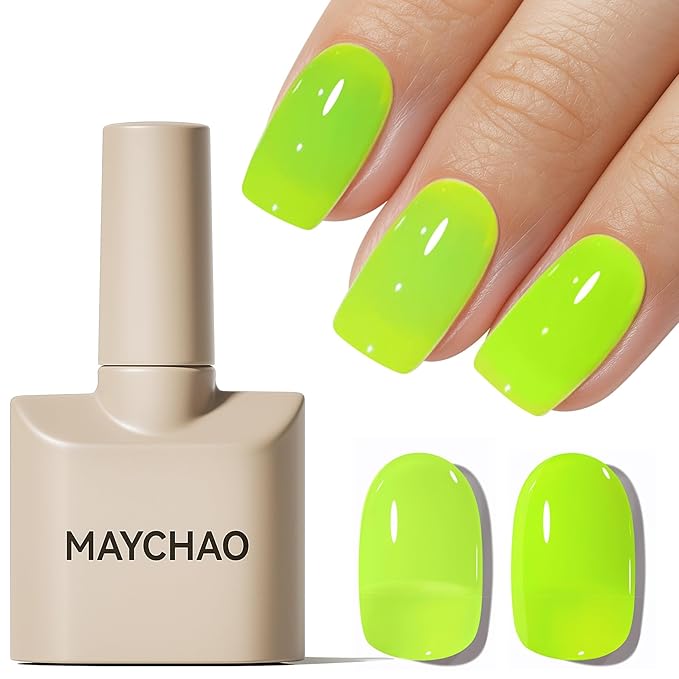 MAYCHAO 15ML Jelly Lime Green Gel Nail Polish 1Pc Bright Green Gel Polish Soak Off UV LED Transparent Nail Polish Nail Art Starter Manicure Salon DIY at Home, 0.5 OZ