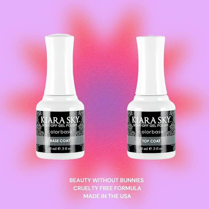 KIARA SKY Soak Off Gel Polish Top Coat 0.5 fl oz + Base Coat 0.5 fl oz Duo