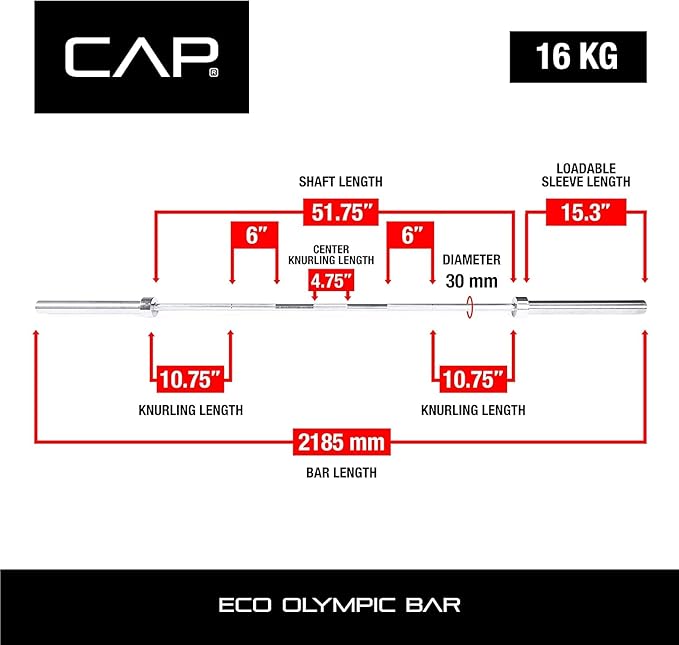 CAP Barbell Olympic 7 ft Bar 44 lb 28mm Grip (OBIS-85C)